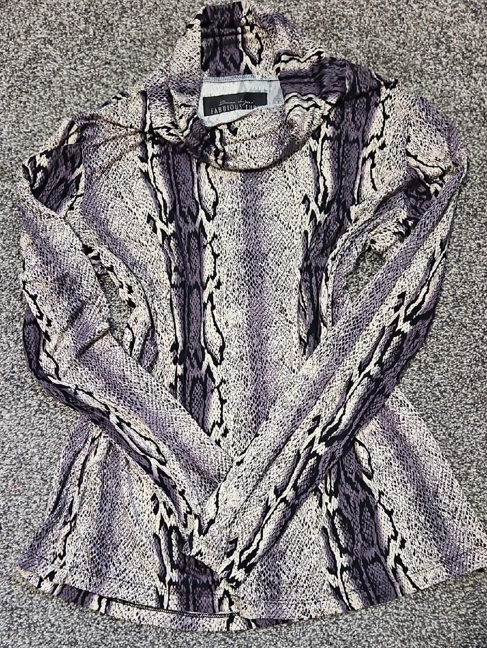 Fabulous Furs By Donna Salyers Lavender and Black Snake-Print Long Sleeve Top